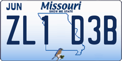 MO license plate ZL1D3B