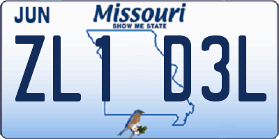 MO license plate ZL1D3L