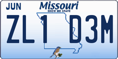 MO license plate ZL1D3M