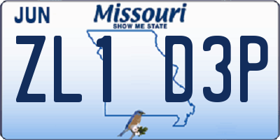 MO license plate ZL1D3P