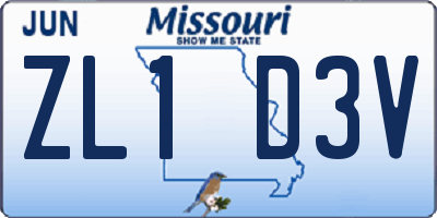 MO license plate ZL1D3V