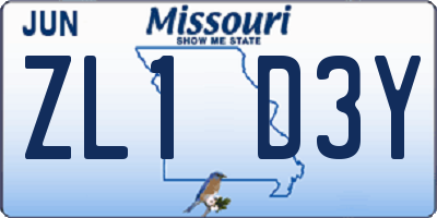 MO license plate ZL1D3Y