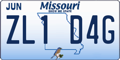 MO license plate ZL1D4G