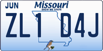MO license plate ZL1D4J