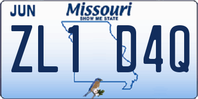 MO license plate ZL1D4Q