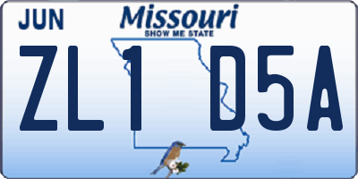 MO license plate ZL1D5A