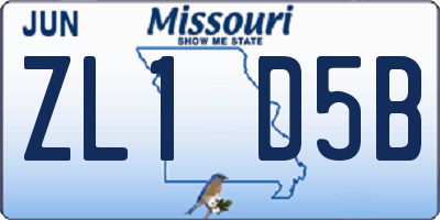 MO license plate ZL1D5B