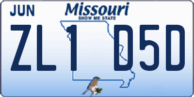 MO license plate ZL1D5D