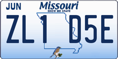MO license plate ZL1D5E