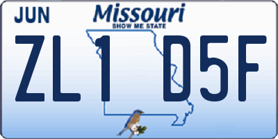 MO license plate ZL1D5F