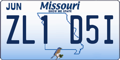 MO license plate ZL1D5I