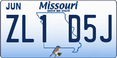 MO license plate ZL1D5J