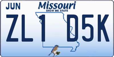 MO license plate ZL1D5K