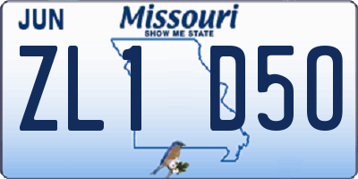MO license plate ZL1D5O
