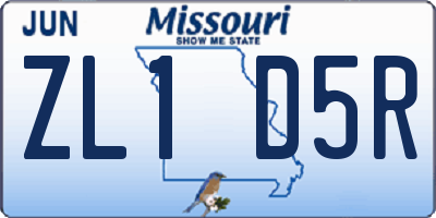 MO license plate ZL1D5R