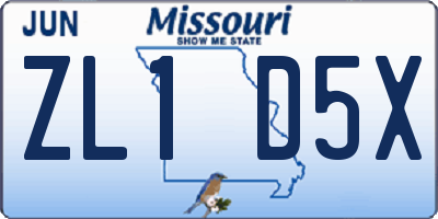 MO license plate ZL1D5X