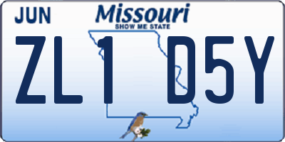 MO license plate ZL1D5Y