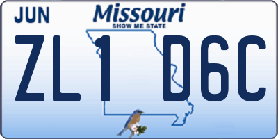 MO license plate ZL1D6C