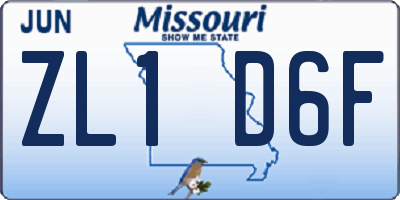 MO license plate ZL1D6F