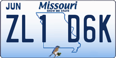 MO license plate ZL1D6K
