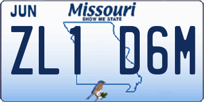 MO license plate ZL1D6M