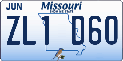 MO license plate ZL1D6O