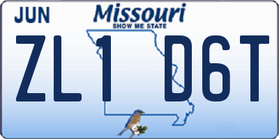 MO license plate ZL1D6T