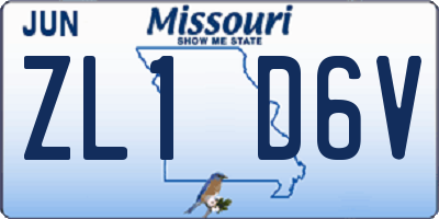 MO license plate ZL1D6V
