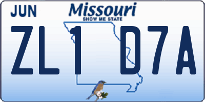 MO license plate ZL1D7A