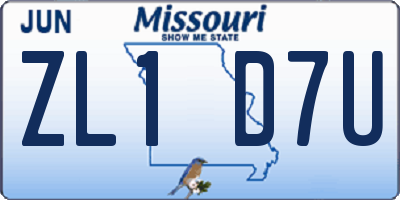 MO license plate ZL1D7U