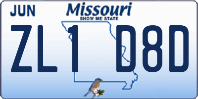 MO license plate ZL1D8D