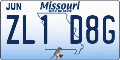 MO license plate ZL1D8G