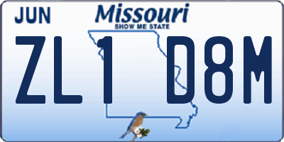 MO license plate ZL1D8M