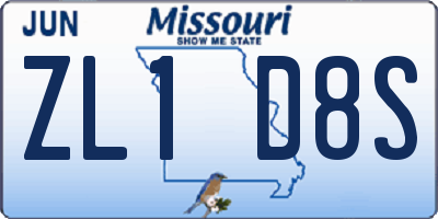 MO license plate ZL1D8S