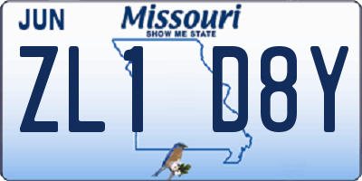 MO license plate ZL1D8Y