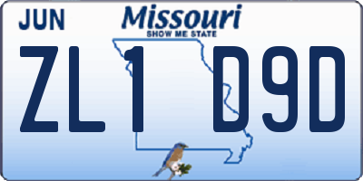 MO license plate ZL1D9D