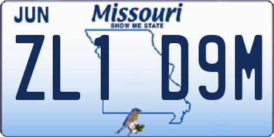 MO license plate ZL1D9M