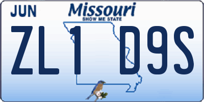 MO license plate ZL1D9S