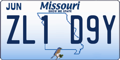 MO license plate ZL1D9Y