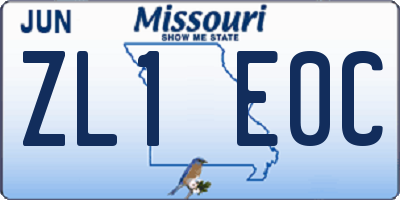 MO license plate ZL1E0C