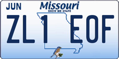 MO license plate ZL1E0F