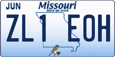 MO license plate ZL1E0H