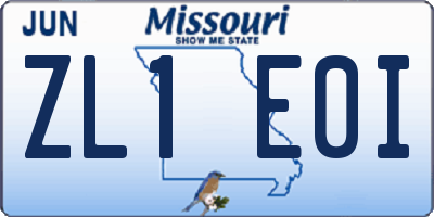 MO license plate ZL1E0I