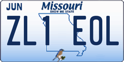MO license plate ZL1E0L