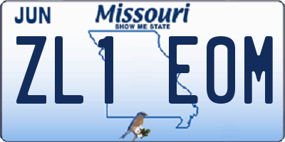 MO license plate ZL1E0M