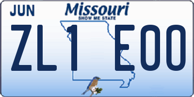 MO license plate ZL1E0O