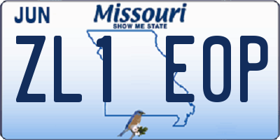 MO license plate ZL1E0P