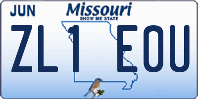 MO license plate ZL1E0U
