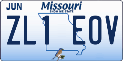 MO license plate ZL1E0V