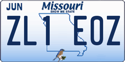 MO license plate ZL1E0Z